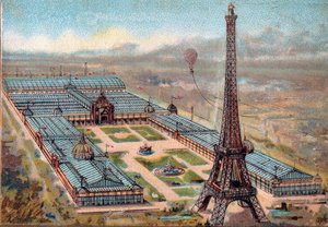 Paříž. Univerzální výstava z roku 1889: Eiffelova věž. od French School
