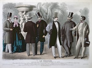 Pařížský módní talíř pro Le Progres, červen 1864 (barevná rytina) od French School