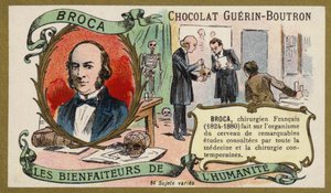 Paul Broca , francouzský lékař, anatom a antropolog (chromolitho) od French School