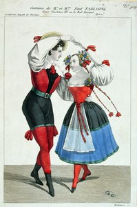 Paul Taglioni (1808-84) a jeho manželka Anna Galster tančí v Gustave III, kolem roku 1830 od French School