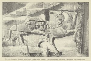Persepolis, hypostylová síň Xerxes, boj lva s býkem od French School