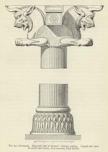 Persepolis, hypostylový sál Xerxes, východní portikus, hlavní město a základna od French School