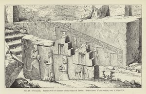 Persepolis, parapetní zeď schodiště paláce Darius od French School