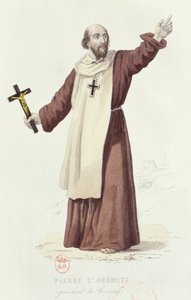 Petr poustevník (asi 1050-1115) káže první křížovou výpravu v roce 1095, asi 1840 (barevná rytina) od French School