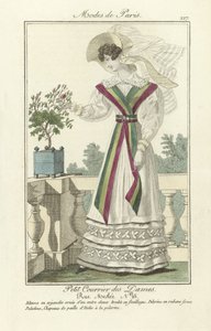 Petit Courrier des Dames, Rue Meslee č. 25, z Modes de Paris, hospoda. 1824 (barevná rytina) od French School