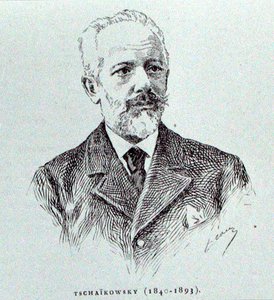 Petr Ilitch Čajkovskij (1840-93), ilustrace z „Dějin hudby v Rusku“ od Alberta Soubiese, vydané v Paříži od French School