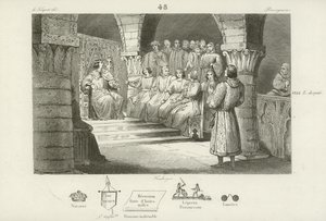 Filip V. Francouzský a generální státy odmítají nárok na trůn Jany II. Navarrské, c1317 od French School