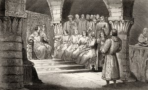 Philippe V (1293-1322) Vysoký a generální státy odmítají nároky Jeanne II, z „Histoire de France“ od Colarta, publikované kolem roku 1840 od French School