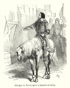 Philippe de Valois po bitvě u Crecy (rytina) od French School