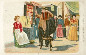 Fotograf pracující venku (chromolitho) od French School