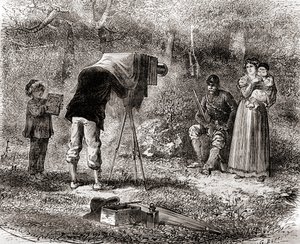 Fotografie v 19. století, z Les Merveilles de la Science, publikovaná kolem roku 1870 (rytina) od French School