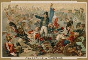 Pierre Cambronne, francouzský generál, v bitvě u Waterloo, 1815 od French School