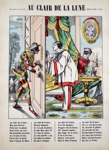 Pierrot, Harlekýn a soused, nemocný. písně „Au clair de la lune“, obrázek Epinal od French School