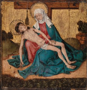 Pieta (tempera a plátkové zlato na panelu) od French School