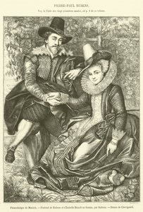 Mnichovská pinakotéka, portrét Rubense a jeho manželky Isabelle Brandtových (rytina) od French School