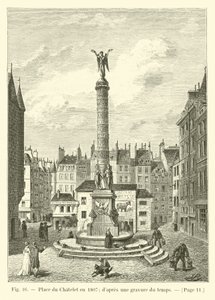 Place du Chatelet v roce 1807; z dobové rytiny od French School