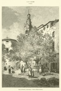 Tržní náměstí, v San-Remo (rytina) od French School