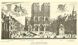 Place du Parvis v roce 1650, Faksimile rytiny od Van Merlena od French School