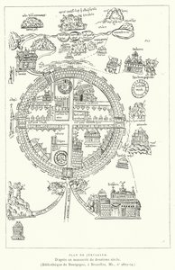 Plan De Jerusalem (rytina) od French School