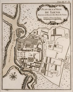 Plán města Lopburi, 1751 od French School