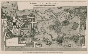 Plán Parc de Monceau (1718), který provedl Carmontelle pro Due dOrleans od French School