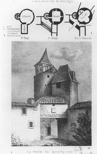 Mapa Tour de Montaigne, v Saint-Michel-de-Montaigne (litho) od French School