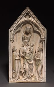 Deska: Panna a dítě s anděly, Paříž, kolem 1320-1330 od French School