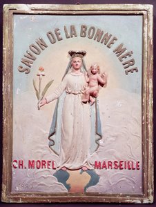 Reklamní plaketa Savon de la Bonne Mere, 1880 (omítka) od French School