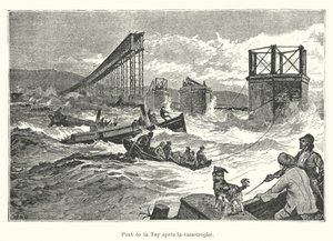 Tay Bridge po katastrofě (rytina) od French School