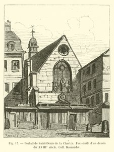 Portál Saint-Denis de la Chartre, faksimile kresby z 18. století Coll Bonnardot od French School