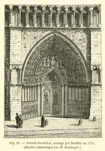 Střední portál, upraven Soufflotem v roce 1771, kresba sdělena M Boulangerem od French School