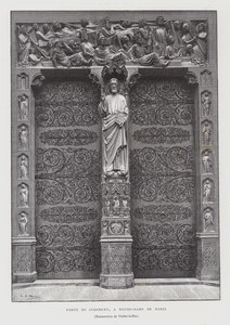 Portál posledního soudu, Notre Dame de Paris (litho) od French School
