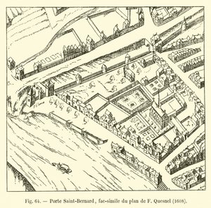 Porte Saint-Bernard, faksimile plánu F Quesnela, 1608 od French School