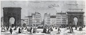 Porte Saint-Denis a rue faubourg Saint Denis - Porte saint Martin a rue faubourg Saint-Martin Rytina v „“Tableau-de-Paris”” od Edmonda Texiera (1815-1887) od French School