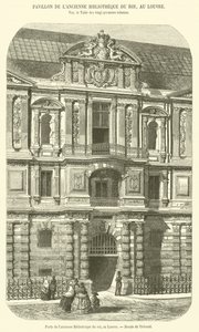 Dveře bývalé královské knihovny, v Louvru (rytina) od French School
