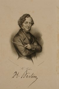 Portrét a podpis Hectora Berlioze (1803-1869)