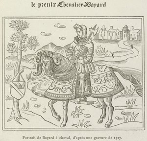 Portrét Bayarda na koni (rytina) od French School