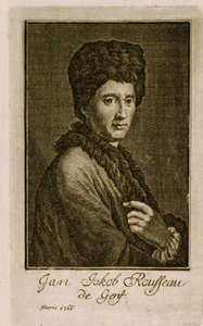 Portrét Jean Jacques Rousseau (1712-1778). Anonymní dílo, rytina 1766. Francouzské umění od French School