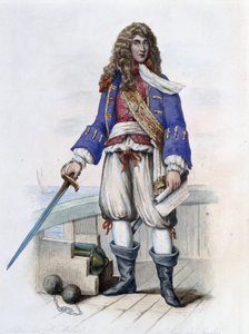Portrét admirála Anny Hilarion de Costentin (Cotentin), hraběte z Tourville (1642-1701) - v „“Le Plutarque francais““, od Mennechet, Paříž od French School
