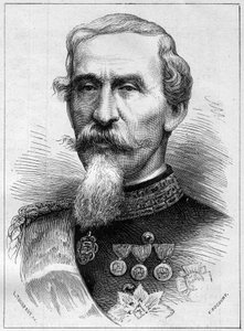Portrét Alfonsa Ferrera de La Marmora (Lamarmora) (1804 - 1878) generála a italského politika. Rytina v „“ Le Monde Illustré““ č. 1085 z 19. ledna 1878. od French School