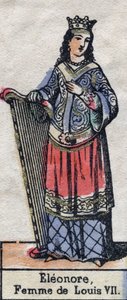 Portrét Alienora Akvitánského (Eleonore de Guyenne) (asi 1123-1204), manželky francouzského Ludvíka VII. (Kapetovská dynastie). Ilustrace z konce 19. století. od French School