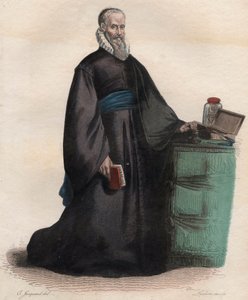 Portrét Ambroise Pare (1509-1590), francouzský chirurg. Ilustrace z „“The French Plutarch”” od Edmonda Mennecheta od French School