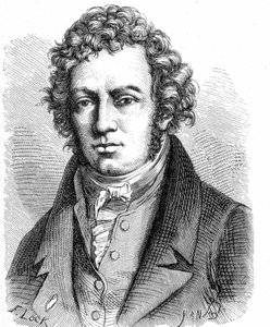 Portrét André Marie Ampère (1775 - 1836), francouzského fyzika - v „“ Album de la Science; věhlasní vědci; Velké objevy “”” 1896. od French School