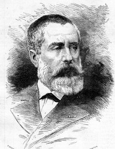 Portrét Augusta Emmanuela Vaucorbeila (1821-1884), francouzského skladatele a ředitele pařížské opery. Rytina v „“ Le Monde Illustré““ č. 1165 z 26. července 1879. od French School