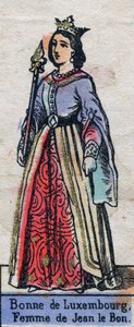 Portrét Bonne de Luxembourg (1315-1349), manželky Jana II. (Kapetovská dynastie). Ilustrace z konce 19. století. od French School