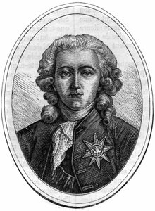 Portrét Charlese Alexandre de Calonne, francouzský politik za Ludvíka XVI. (1734-1802), finanční kontrolor. Rytina v „Historie papežů-králů-královen a císařů v průběhu staletí““ od Maurice Lachatre od French School