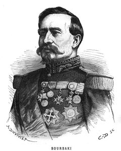 Portrét Charlese Denise Bourbakiho (1816-1897), francouzského důstojníka. Rytina v „Les Illustrations De L
