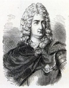 Portrét Charlese Françoise Du Fay (Dufay?) (1698 - 1739), francouzského chemika a fyzika - v „“ Album de la Science; věhlasní vědci; Velké objevy “”” 1896. od French School
