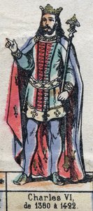 Portrét francouzského Karla VI., známého jako Karel Dobrý Aime (1368-1422) (dynastie Kapetovců). Ilustrace z konce 19. století. od French School