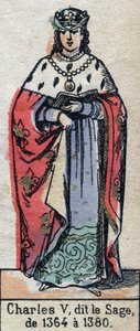 Portrét Karla V. z Francie, známého jako Karel Mudrc (1338-1380) (dynastie Kapetovců). Ilustrace z konce 19. století. od French School